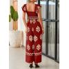 imageHappy Sailed Womens Summer Jumpsuits Printed Square Neck High Waisted Pockets Wide Leg Rompers Beach Fashion Vacation OutfitsRed