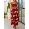 imageHappy Sailed Womens Summer Jumpsuits Printed Square Neck High Waisted Pockets Wide Leg Rompers Beach Fashion Vacation OutfitsRed