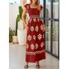 imageHappy Sailed Womens Summer Jumpsuits Printed Square Neck High Waisted Pockets Wide Leg Rompers Beach Fashion Vacation OutfitsRed
