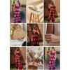 imageHappy Sailed Womens Summer Jumpsuits Printed Square Neck High Waisted Pockets Wide Leg Rompers Beach Fashion Vacation OutfitsRed