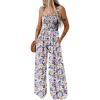 imageHappy Sailed Jumpsuits for Women Summer Casual Floral Print Sleeveless Jumpsuit High Waist Wide Leg Pant Rompers with PocketsPurple