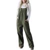 imageHappy Sailed Womens Corduroy Overalls Winter Fall Casual Sleeveless Adjustable Strap Wide Leg Long Pants RompersJungle Green