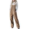 imageHappy Sailed Womens Corduroy Overalls Winter Fall Casual Sleeveless Adjustable Strap Wide Leg Long Pants RompersKhaki