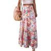 imageHappy Sailed Womens Floral Print Boho Maxi Skirt Elastic High Waist Pleated Ruffle Flowy Long Skirts SXLMulticolor Yellow