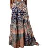 imageHappy Sailed Womens Floral Print Boho Maxi Skirt Elastic High Waist Pleated Ruffle Flowy Long Skirts SXLPrinted Orange Multicolor