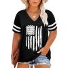 imageHappy Sailed Womens Plus Size Tunic Tops Summer Short Sleeve V Neck Striped Loose Casual Tee Shirt1X5XD Black 402
