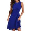 imageHappy Sailed Womens Summer Dresses Sleeveless Ruched Waist A Line High Low Midi Cocktail DressWaist TightPlease Size UpDark Blue