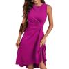 imageHappy Sailed Womens Summer Dresses Sleeveless Ruched Waist A Line High Low Midi Cocktail DressWaist TightPlease Size UpPurple Rose