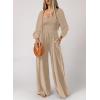 imageHappy Sailed Womens Jumpsuits Dressy Casual High Waisted Pockets Long Sleeve Rompers Beach Fashion Vacation Outfits for WomenApricot