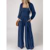 imageHappy Sailed Womens Jumpsuits Dressy Casual High Waisted Pockets Long Sleeve Rompers Beach Fashion Vacation Outfits for WomenBlue