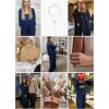 imageHappy Sailed Womens Jumpsuits Dressy Casual High Waisted Pockets Long Sleeve Rompers Beach Fashion Vacation Outfits for WomenBlue