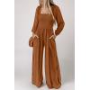 imageHappy Sailed Womens Jumpsuits Dressy Casual High Waisted Pockets Long Sleeve Rompers Beach Fashion Vacation Outfits for WomenCoffee