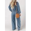 imageHappy Sailed Womens Jumpsuits Dressy Casual High Waisted Pockets Long Sleeve Rompers Beach Fashion Vacation Outfits for WomenDusk Blue