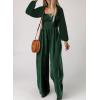 imageHappy Sailed Womens Jumpsuits Dressy Casual High Waisted Pockets Long Sleeve Rompers Beach Fashion Vacation Outfits for WomenGreen