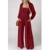 imageHappy Sailed Womens Jumpsuits Dressy Casual High Waisted Pockets Long Sleeve Rompers Beach Fashion Vacation Outfits for WomenRed