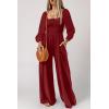 imageHappy Sailed Womens Jumpsuits Dressy Casual High Waisted Pockets Long Sleeve Rompers Beach Fashion Vacation Outfits for WomenRed
