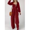 imageHappy Sailed Womens Jumpsuits Dressy Casual High Waisted Pockets Long Sleeve Rompers Beach Fashion Vacation Outfits for WomenRed
