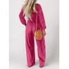 imageHappy Sailed Womens Jumpsuits Dressy Casual High Waisted Pockets Long Sleeve Rompers Beach Fashion Vacation Outfits for WomenStrawberry Pink