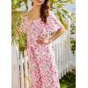 imageHappy Sailed Womens Summer Jumpsuits Floral Printed Short Sleeve High Waisted Pockets Wide Leg Rompers Beach Vacation OutfitsPink
