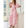 imageHappy Sailed Womens Summer Jumpsuits Floral Printed Short Sleeve High Waisted Pockets Wide Leg Rompers Beach Vacation OutfitsPink
