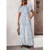 imageHappy Sailed Womens Summer Jumpsuits Floral Printed Short Sleeve High Waisted Pockets Wide Leg Rompers Beach Vacation OutfitsSky Blue