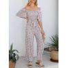 imageHappy Sailed Womens Summer Jumpsuits Floral Printed Short Sleeve High Waisted Pockets Wide Leg Rompers Beach Vacation OutfitsWhite