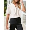 imageHappy Sailed Blouses for Women Dressy Short Sleeve Tie Knot V Neck Shirts Business Casual TopsA White