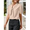 imageHappy Sailed Blouses for Women Dressy Short Sleeve Tie Knot V Neck Shirts Business Casual TopsBeige