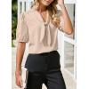 imageHappy Sailed Blouses for Women Dressy Short Sleeve Tie Knot V Neck Shirts Business Casual TopsBeige