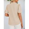 imageHappy Sailed Blouses for Women Dressy Short Sleeve Tie Knot V Neck Shirts Business Casual TopsBeige
