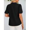 imageHappy Sailed Blouses for Women Dressy Short Sleeve Tie Knot V Neck Shirts Business Casual TopsBlack