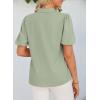 imageHappy Sailed Blouses for Women Dressy Short Sleeve Tie Knot V Neck Shirts Business Casual TopsGreen