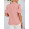 imageHappy Sailed Blouses for Women Dressy Short Sleeve Tie Knot V Neck Shirts Business Casual TopsPink