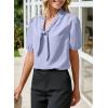 imageHappy Sailed Blouses for Women Dressy Short Sleeve Tie Knot V Neck Shirts Business Casual TopsSky Blue