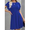 imageHappy Sailed Cocktail Dresses for Women Spring Summer Ruffle Sleeve Crewneck High Waist Flowy A Line Mini DressB Blue