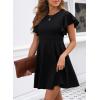 imageHappy Sailed Cocktail Dresses for Women Spring Summer Ruffle Sleeve Crewneck High Waist Flowy A Line Mini DressBlack