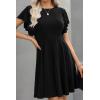 imageHappy Sailed Cocktail Dresses for Women Spring Summer Ruffle Sleeve Crewneck High Waist Flowy A Line Mini DressBlack