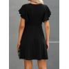imageHappy Sailed Cocktail Dresses for Women Spring Summer Ruffle Sleeve Crewneck High Waist Flowy A Line Mini DressBlack