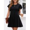 imageHappy Sailed Cocktail Dresses for Women Spring Summer Ruffle Sleeve Crewneck High Waist Flowy A Line Mini DressBlack