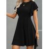 imageHappy Sailed Cocktail Dresses for Women Spring Summer Ruffle Sleeve Crewneck High Waist Flowy A Line Mini DressBlack