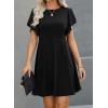 imageHappy Sailed Cocktail Dresses for Women Spring Summer Ruffle Sleeve Crewneck High Waist Flowy A Line Mini DressBlack