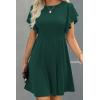 imageHappy Sailed Cocktail Dresses for Women Spring Summer Ruffle Sleeve Crewneck High Waist Flowy A Line Mini DressBlackish Green