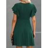 imageHappy Sailed Cocktail Dresses for Women Spring Summer Ruffle Sleeve Crewneck High Waist Flowy A Line Mini DressBlackish Green