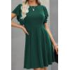 imageHappy Sailed Cocktail Dresses for Women Spring Summer Ruffle Sleeve Crewneck High Waist Flowy A Line Mini DressBlackish Green