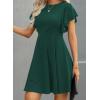 imageHappy Sailed Cocktail Dresses for Women Spring Summer Ruffle Sleeve Crewneck High Waist Flowy A Line Mini DressBlackish Green