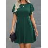 imageHappy Sailed Cocktail Dresses for Women Spring Summer Ruffle Sleeve Crewneck High Waist Flowy A Line Mini DressBlackish Green