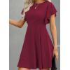imageHappy Sailed Cocktail Dresses for Women Spring Summer Ruffle Sleeve Crewneck High Waist Flowy A Line Mini DressBurgundy
