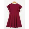 imageHappy Sailed Cocktail Dresses for Women Spring Summer Ruffle Sleeve Crewneck High Waist Flowy A Line Mini DressBurgundy