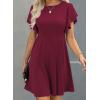 imageHappy Sailed Cocktail Dresses for Women Spring Summer Ruffle Sleeve Crewneck High Waist Flowy A Line Mini DressBurgundy
