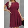 imageHappy Sailed Cocktail Dresses for Women Spring Summer Ruffle Sleeve Crewneck High Waist Flowy A Line Mini DressBurgundy